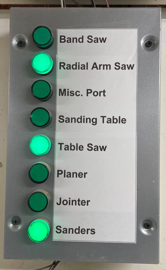 Panel indicator for blast gates open